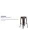 Merrick Lane Dalton Series Backless Metal Dining Stool with Wooden Seat for Indoor Use